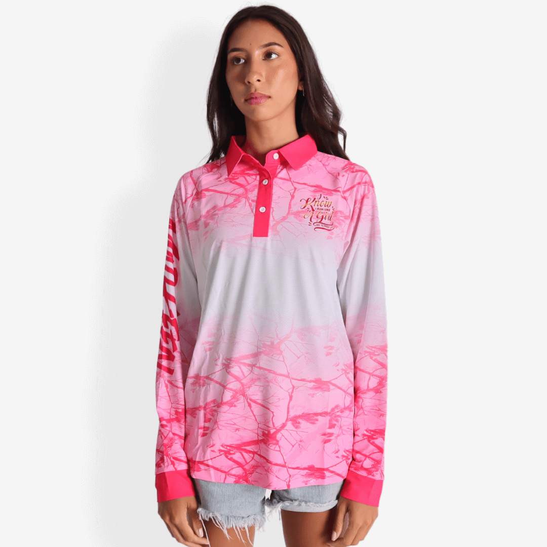 Fish Like A Girl Long Sleeve Polo