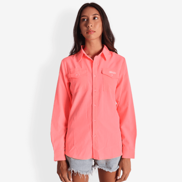 Bushman Elite - Pink Long Sleeve Polo