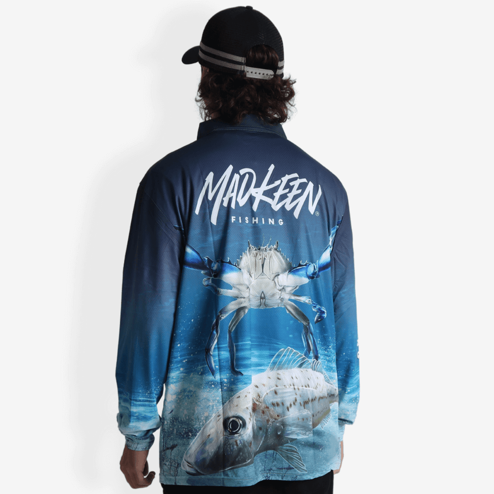 Blue Manna Crab Long Sleeve Polo