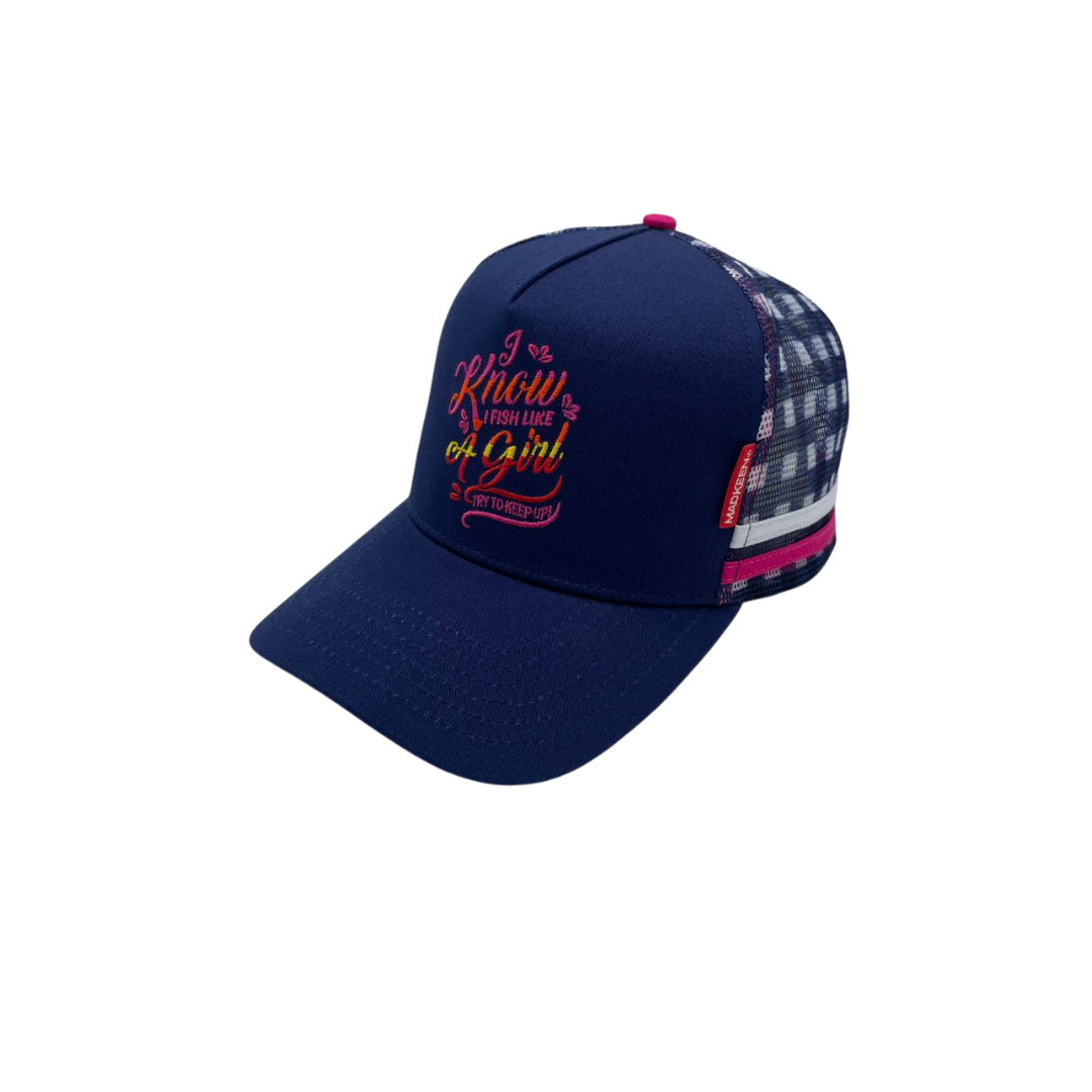 Fish Like a Girl Trucker Hat Plaid