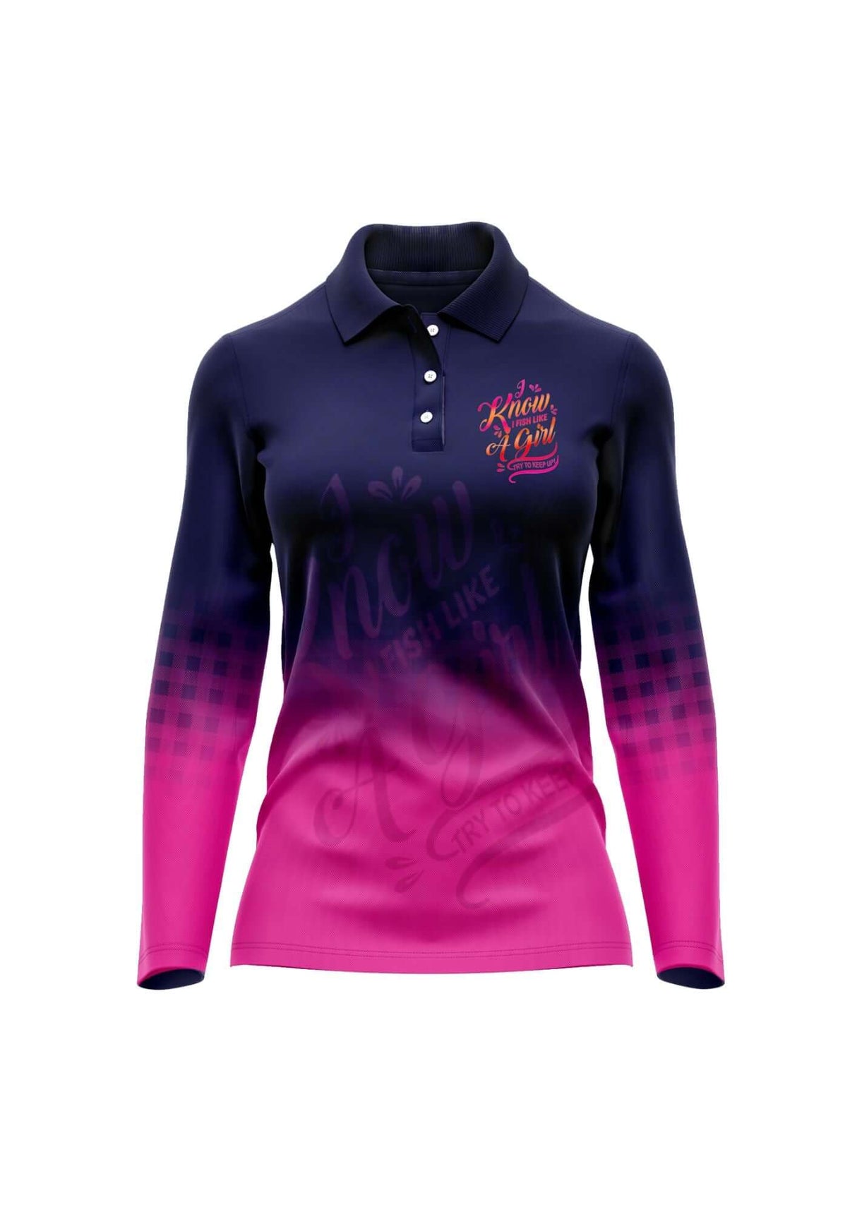 I Fish Like a Girl Plaid Polo