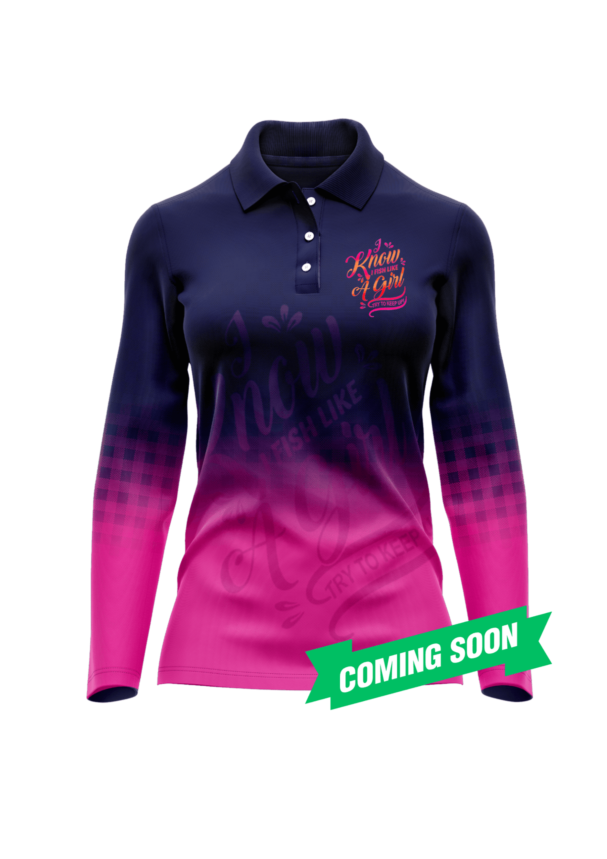 I Fish Like a Girl Plaid Polo